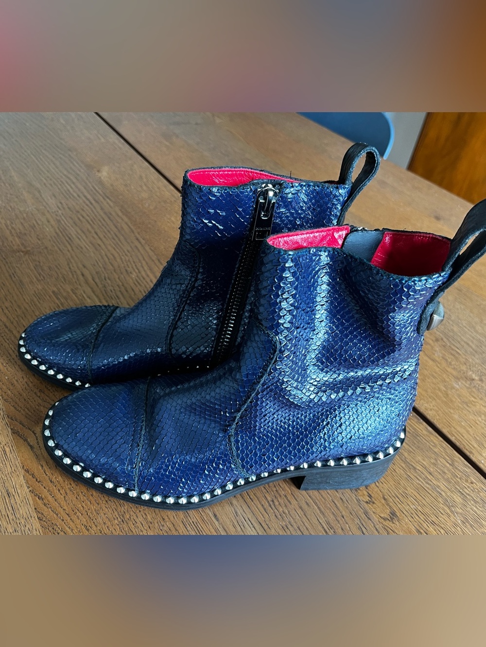 Cobalt blue leather textured boots by Zadig & Voltaire Sz 39 - Picture 14 of 17